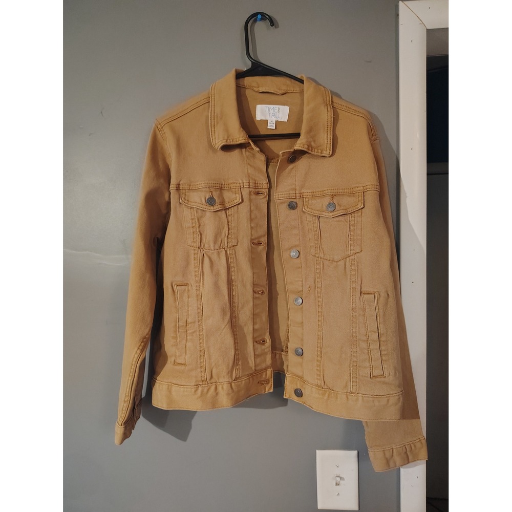 Time and Tru Womens Tan Mustard Denim Trucker Jacket Size XL 16-18 NWT